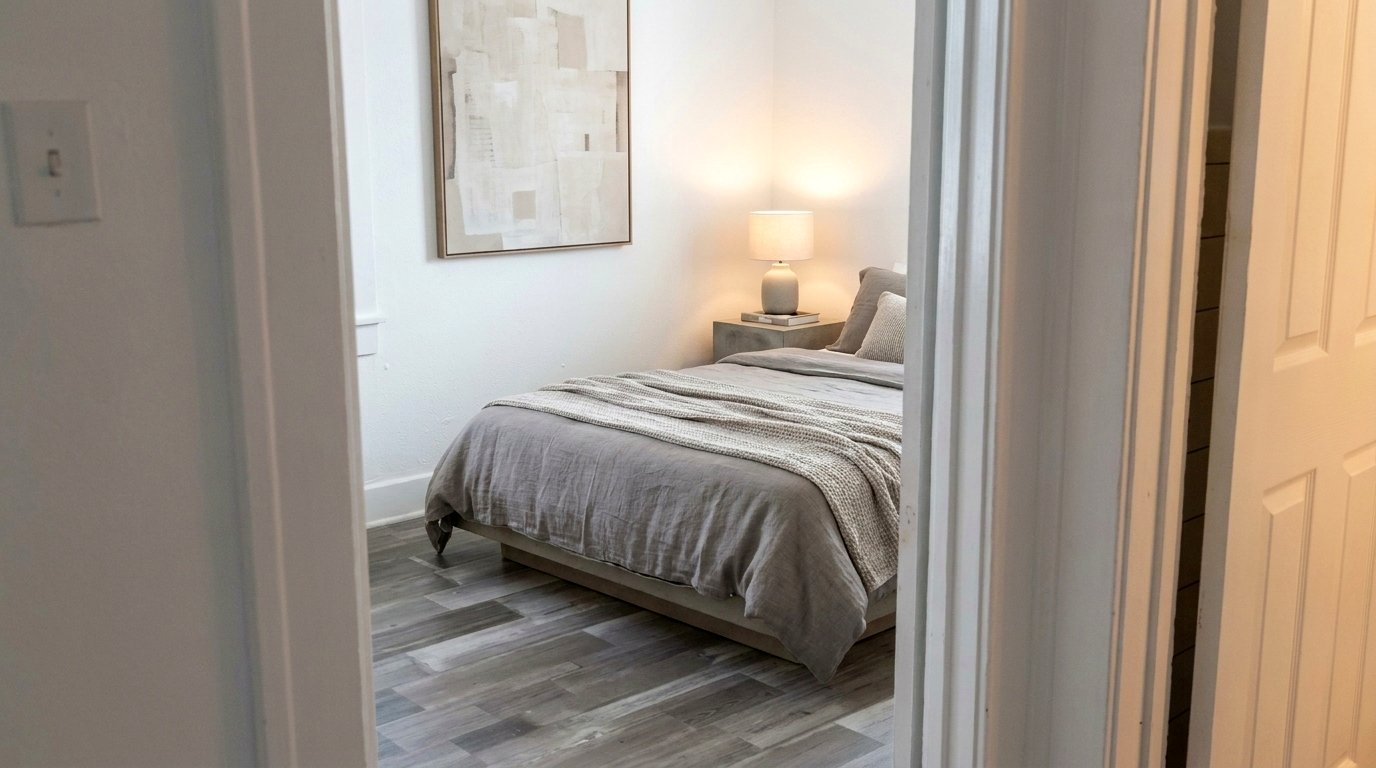 Upscale minimalist bedroom